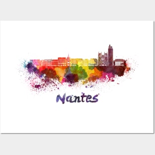Nantes skyline in watercolor Posters and Art